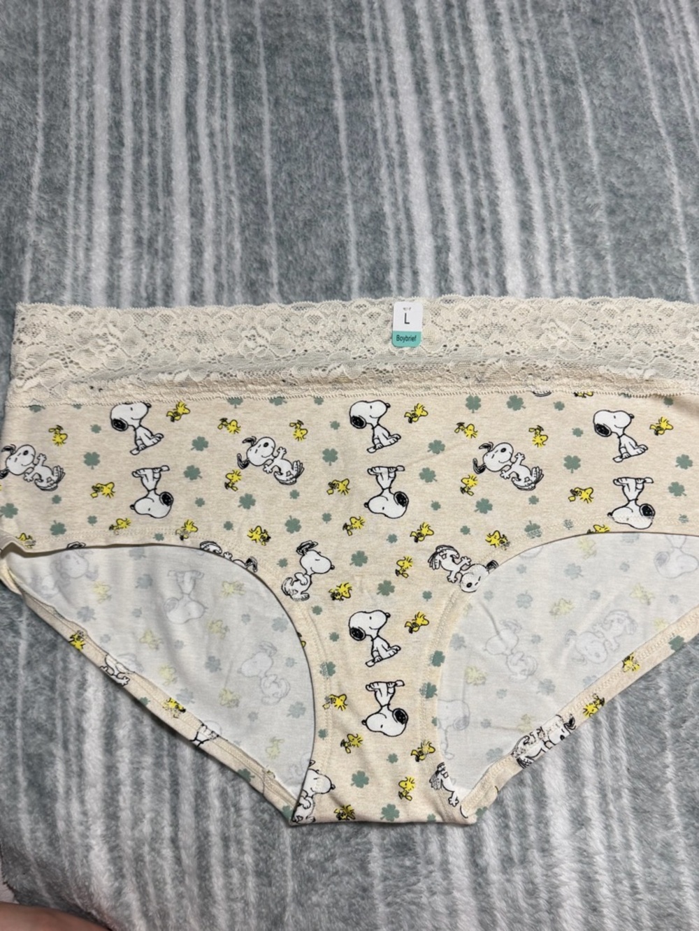 🌧️🦇Maurices Cream Snoopy & Woodstock Lace- Trim BoyBriefs Panty